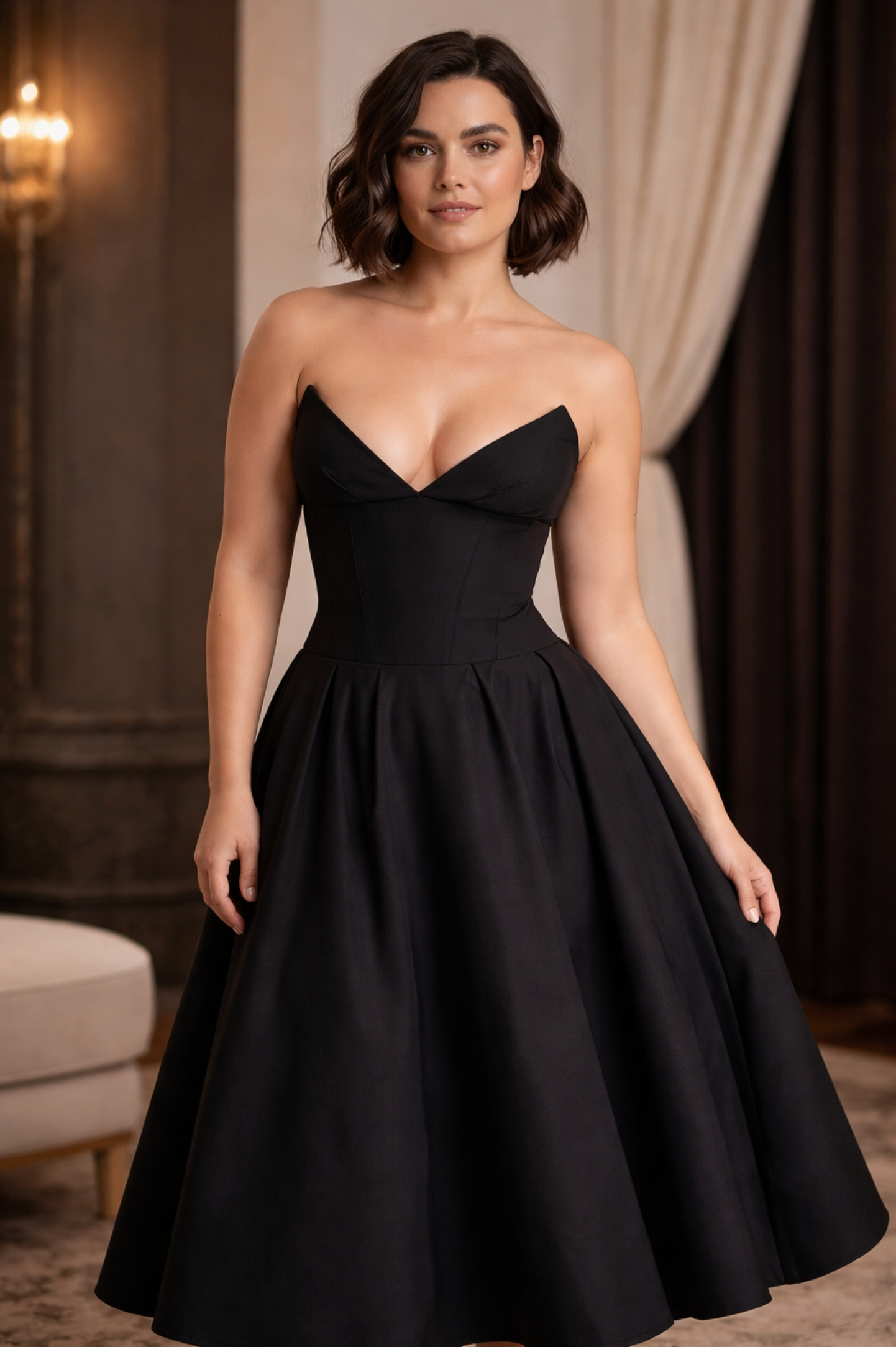 Women's Burgundy Corset Dress Midi