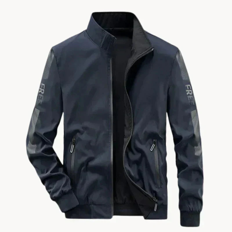 Men's Bomber Jacket Stand Collar Zip - Navy