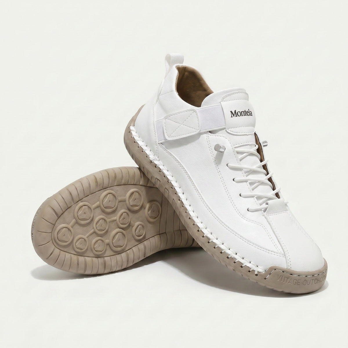 High-top lace-up sneakers with elastic ankle strap and textured flat sole