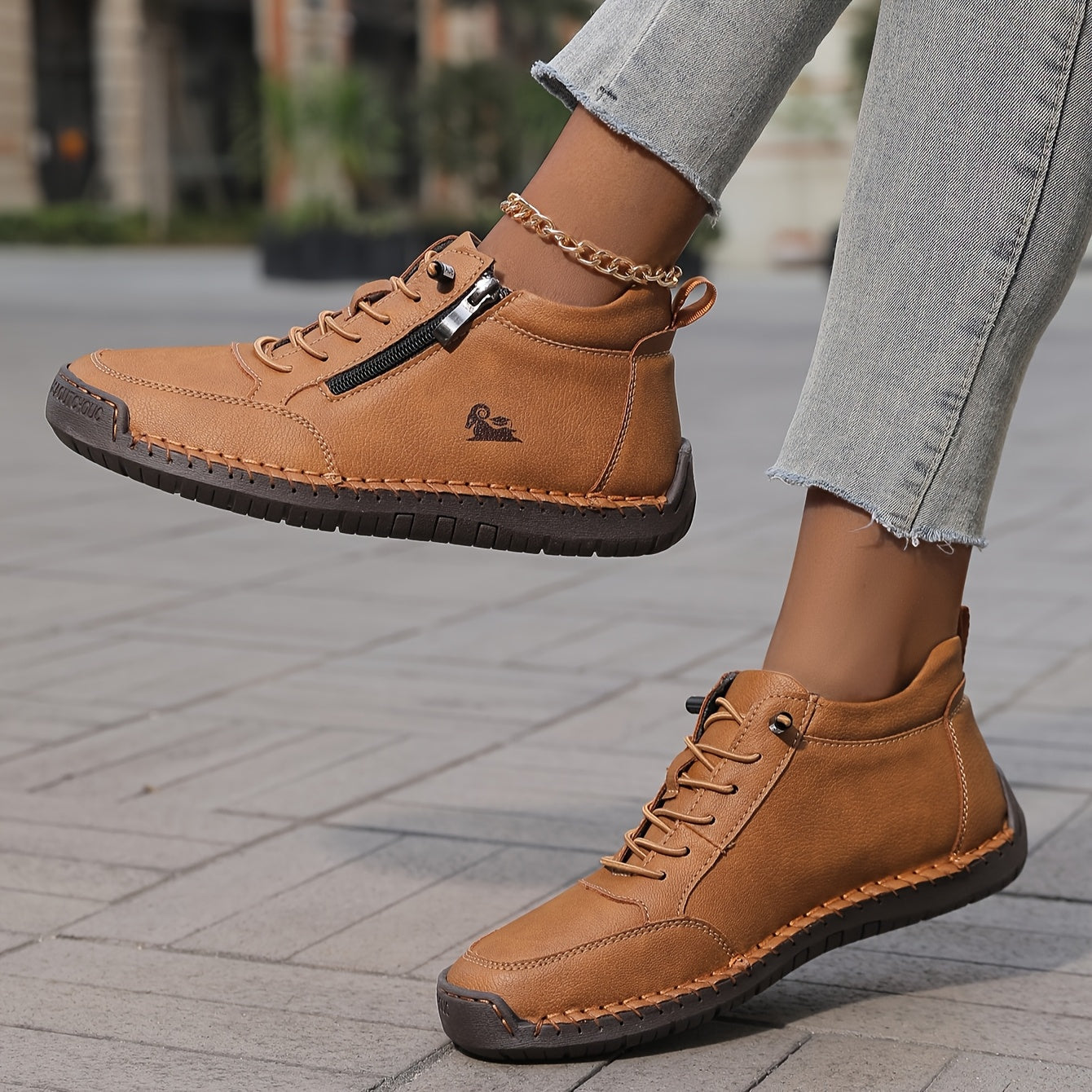 Women's Ankle Boot Lace-Up Side Zip - Pink