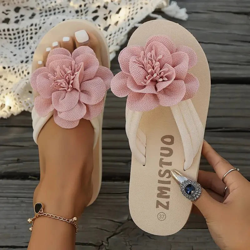 Women's Floral Slide Sandals Mid Heel