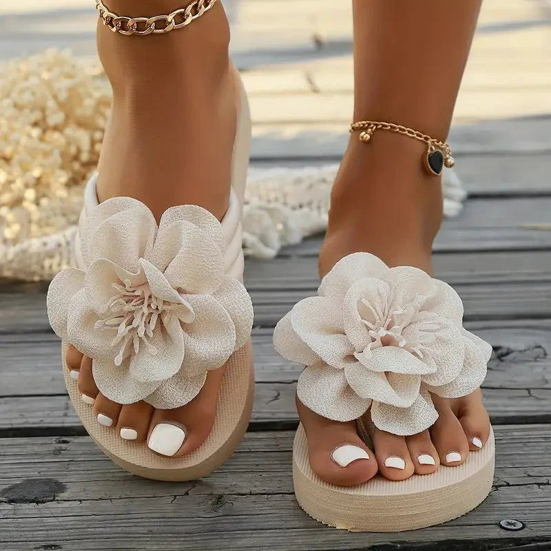 Women's Floral Slide Sandals Mid Heel