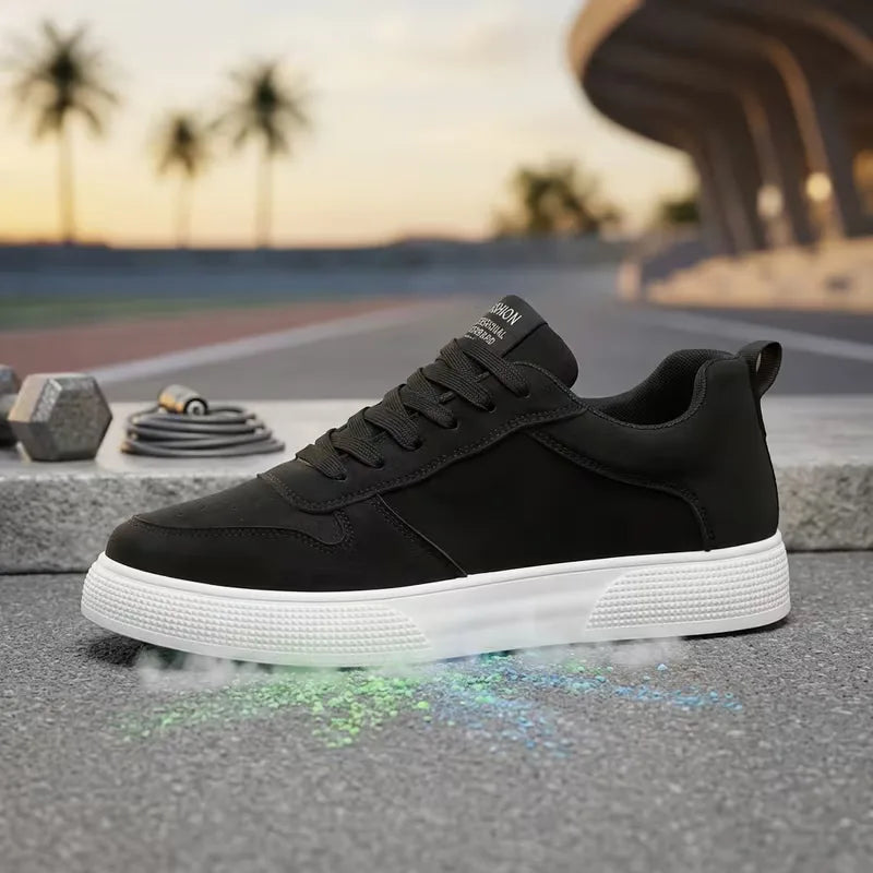 Low-top lace-up trainers with stitched panels and textured flat soles