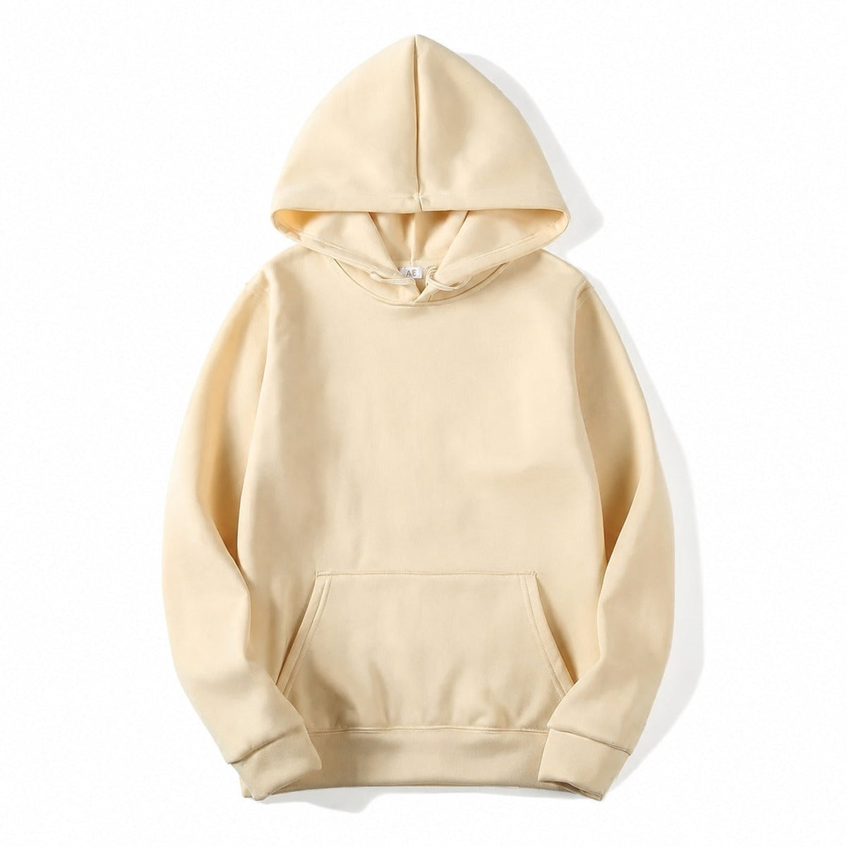 Men's plain pullover hoodie with hood, long sleeves and kangaroo pocket