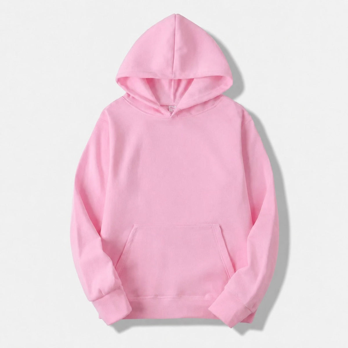 Men's plain pullover hoodie with hood, long sleeves and kangaroo pocket