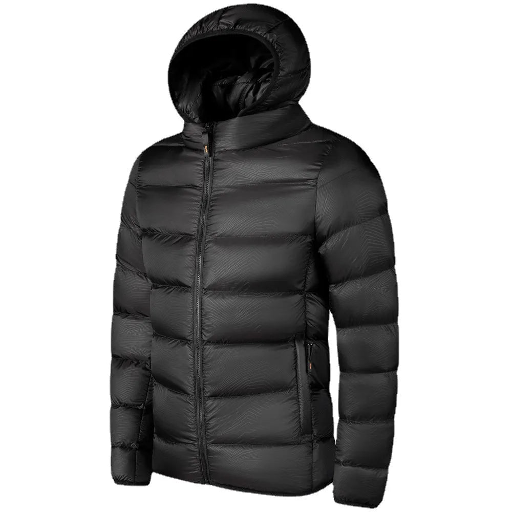 Men's Puffer Jacket Hooded Quilted Baffle-Channel
