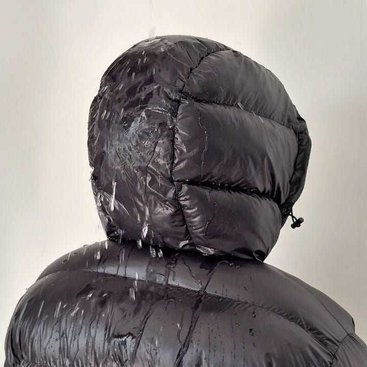 Men's hooded quilted puffer jacket with zip front and pockets