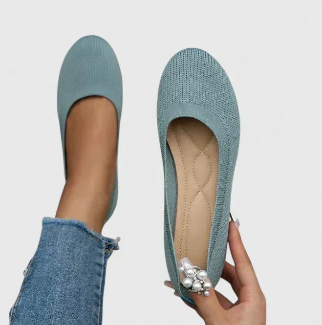 Women's Flats Knit Slip-On Round Toe - Light Blue