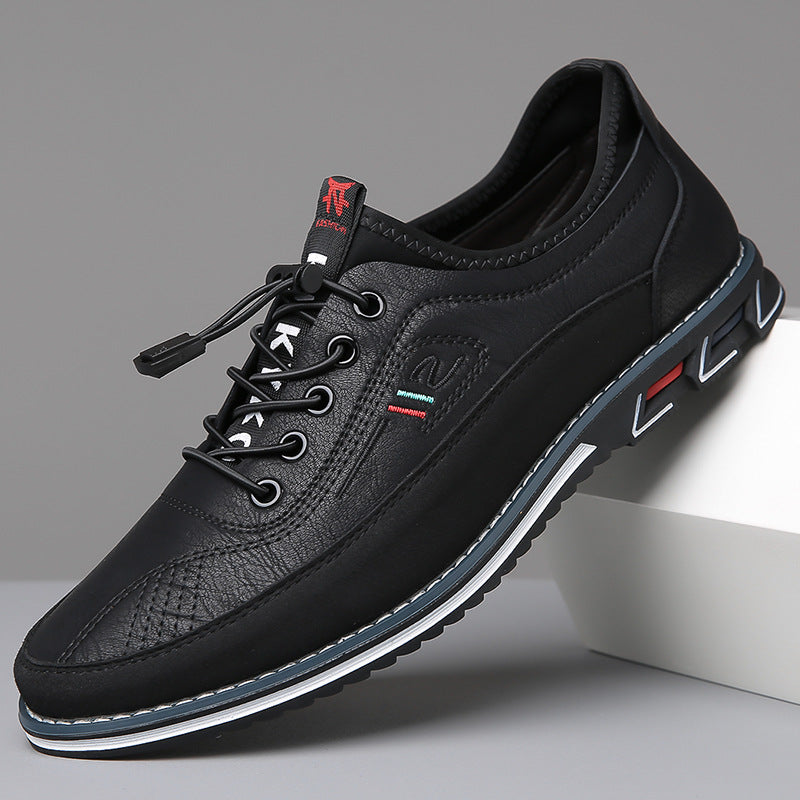 Men's panelled lace-up trainers with round toe and layered flat sole
