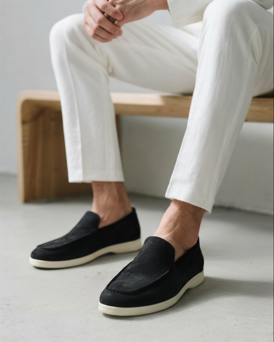 Men's Suede Loafers Slip-On Contrast Sole