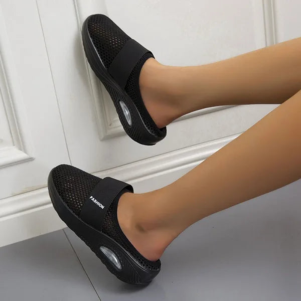 Women's Sandals Mesh Platform Air Cushion Sole - Black