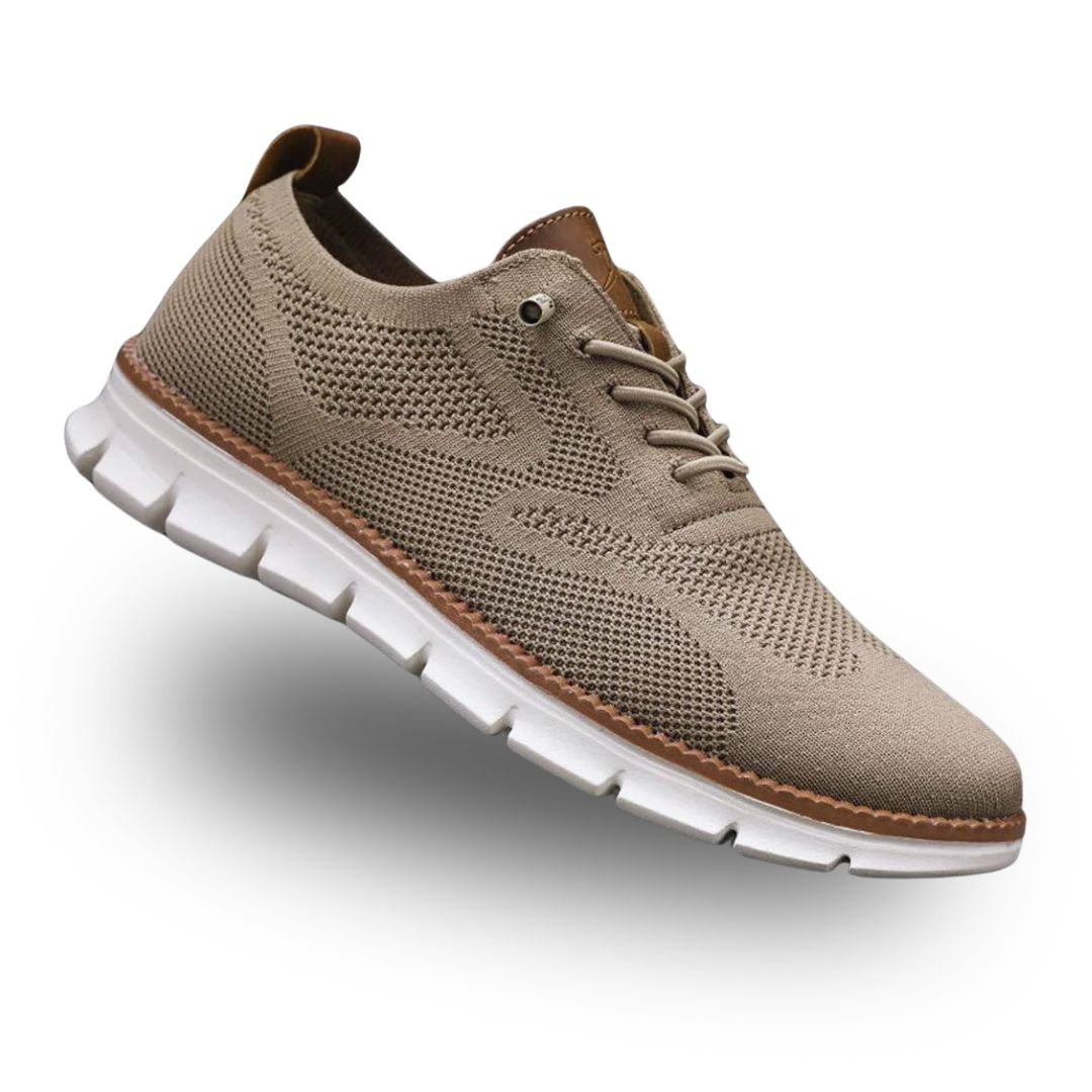 Men's Knit Trainer Lace-Up Leather-Trim Sole - Brown