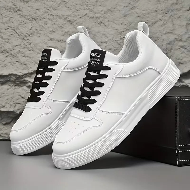 Low-top lace-up trainers with stitched panels and textured flat soles