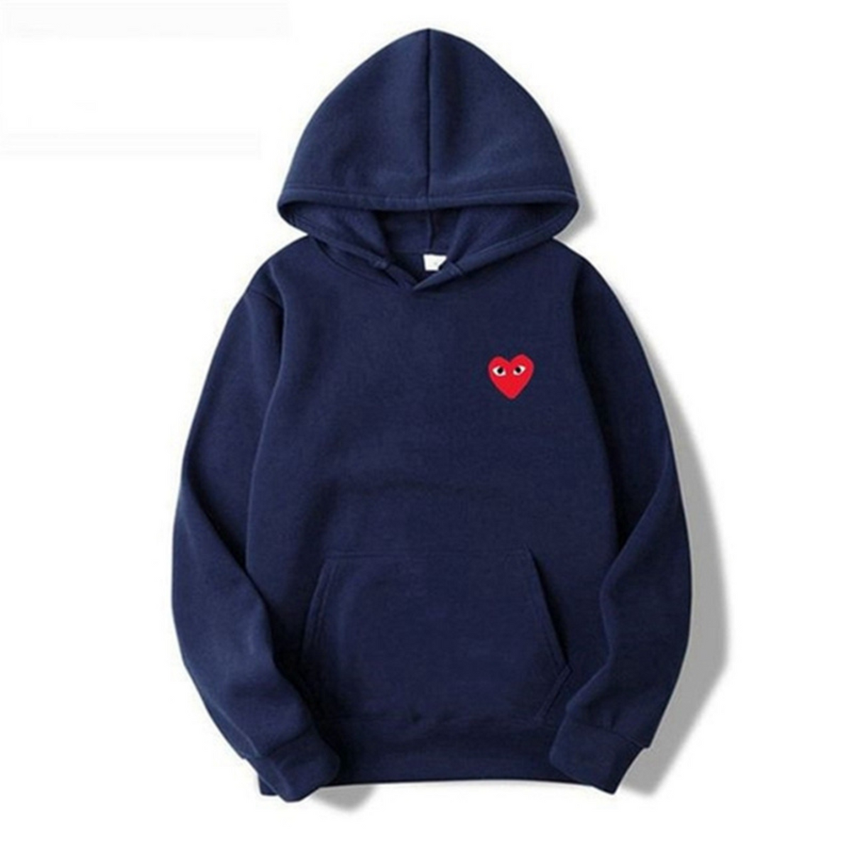 Women's hooded sweatshirt with small heart chest graphic and front kangaroo pocket