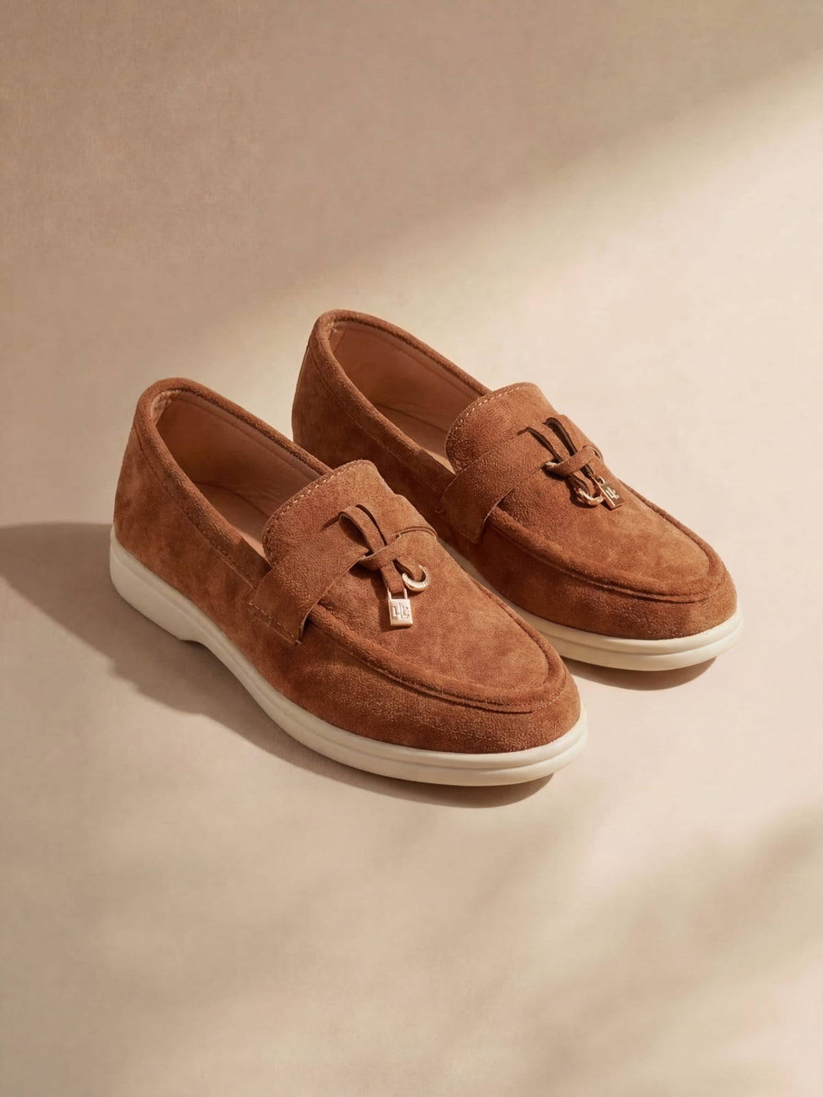 Women's pointed toe loafers with flat soles and front trim