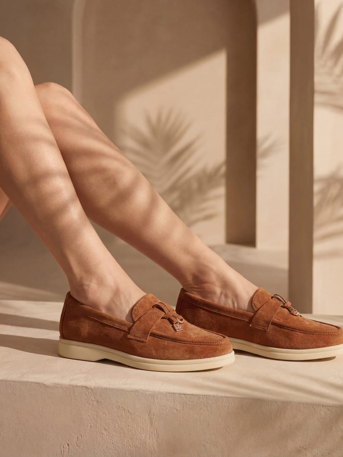 Women's pointed toe loafers with flat soles and front trim