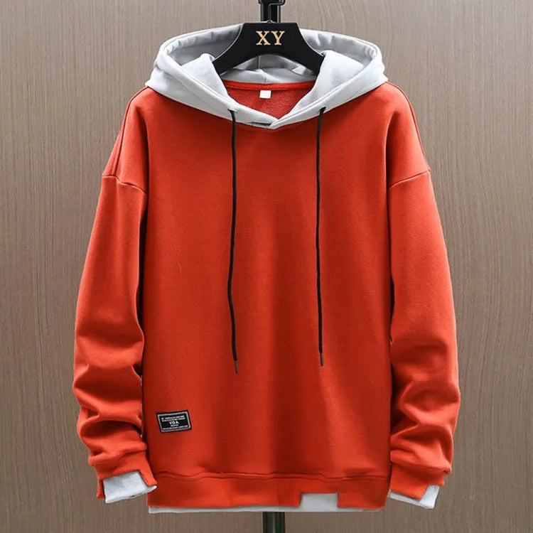 Men's two-tone hoodie with contrasting hood, cuffs and drawcords