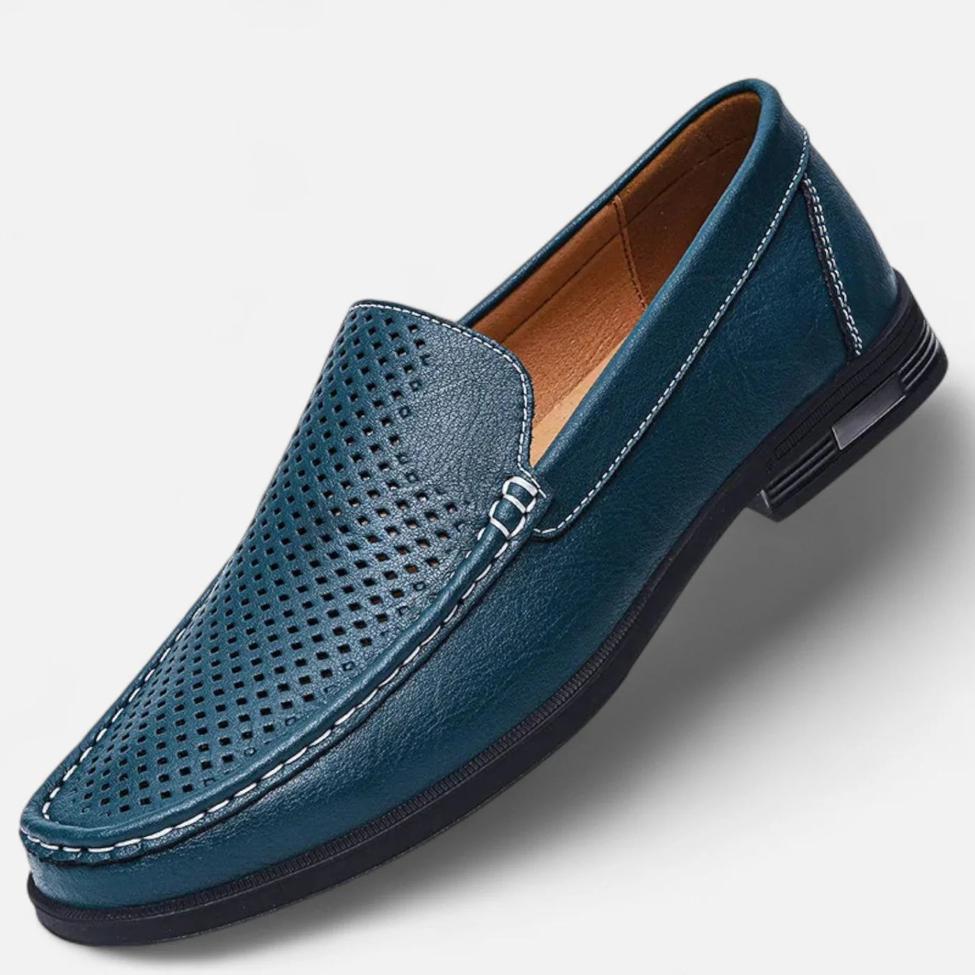 Men’s Perforated Leather Loafers | Slip-On Formal Shoes