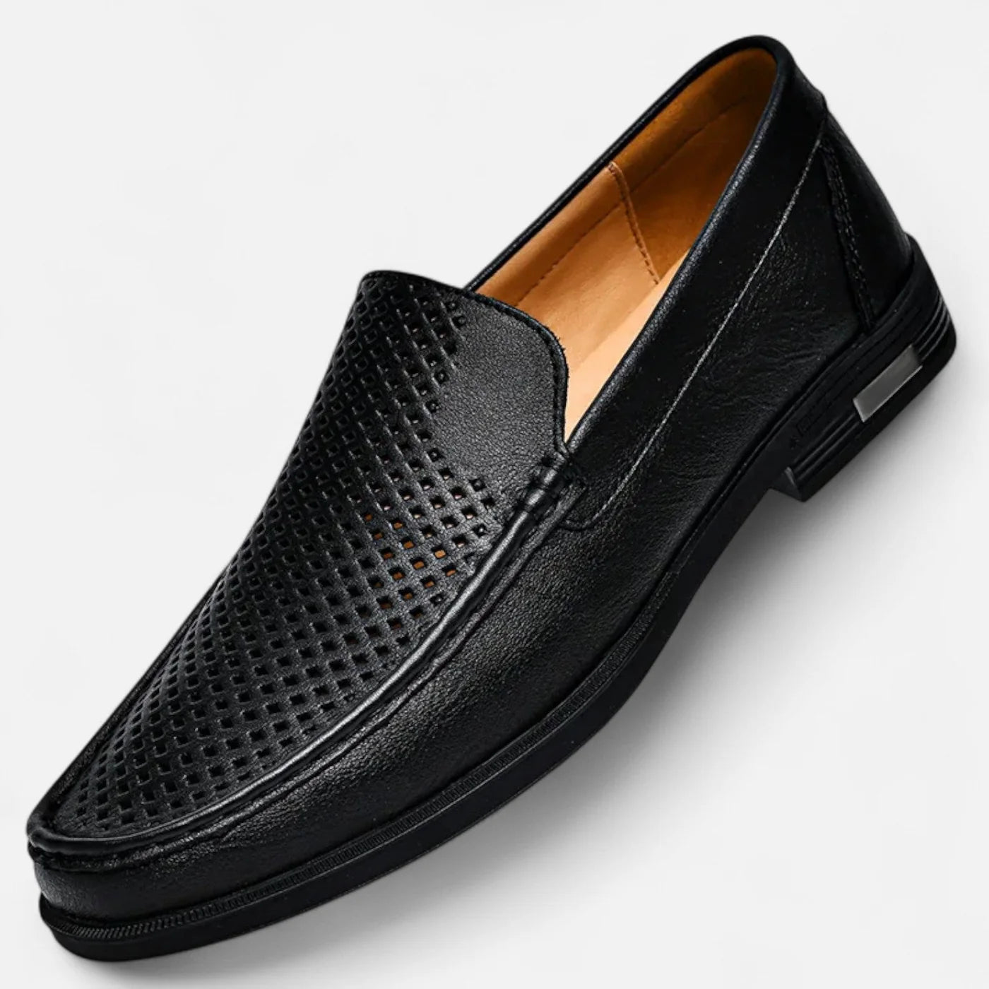 Men’s Perforated Leather Loafers | Slip-On Formal Shoes