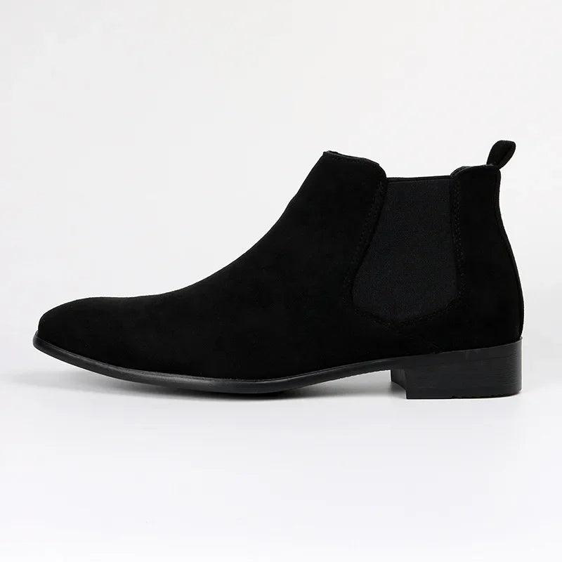 Men's Chelsea ankle boots with elasticated sides, almond toes and low heels