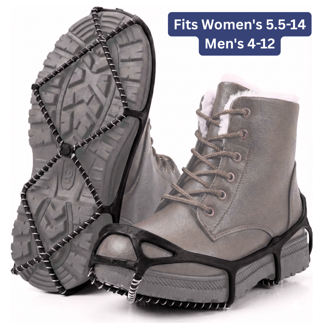 Stretch traction cleats fitted over boots with coiled sole grips