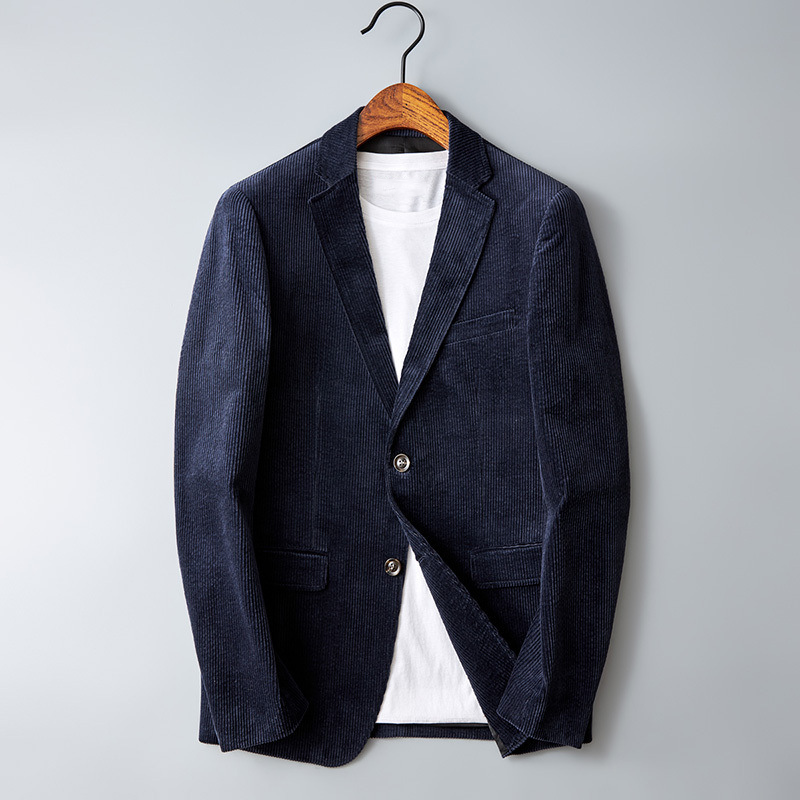 Men's corduroy blazer with notched lapels and button fastening