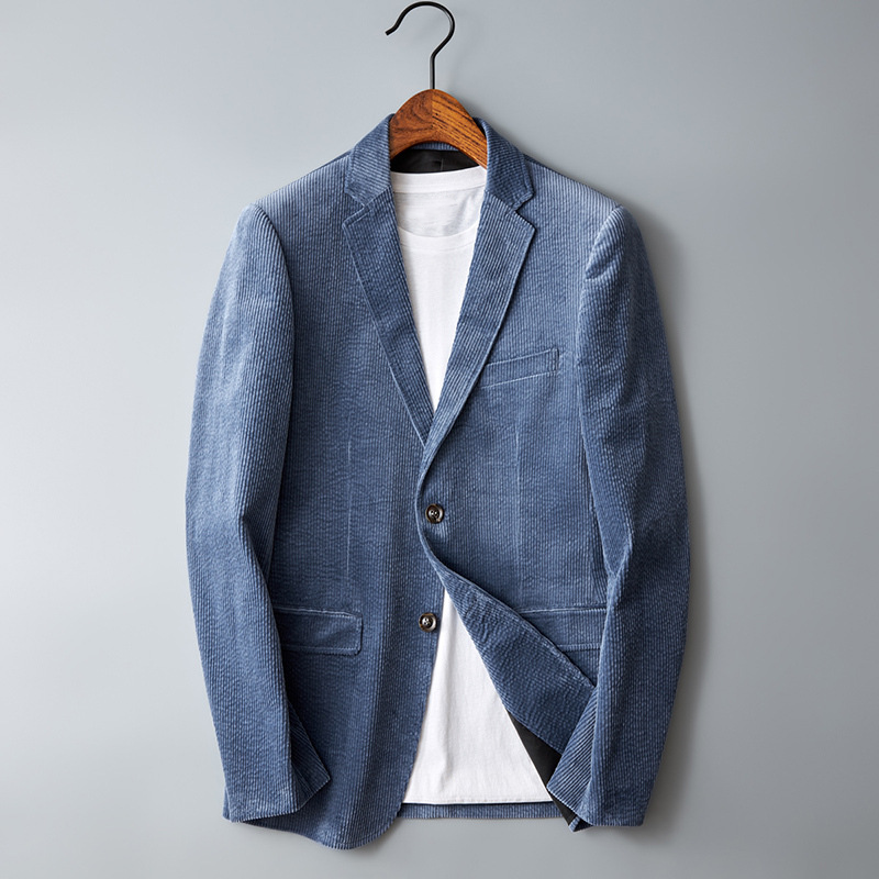 Men's corduroy blazer with notched lapels and button fastening