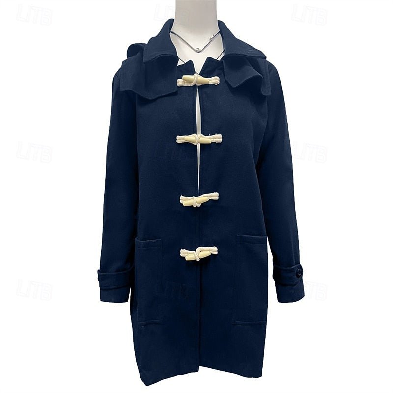 Men's longline trench coat with toggle fastenings, hood and flap pockets