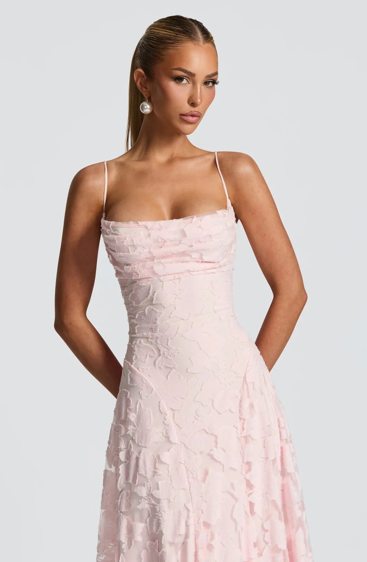 Women’s Floral Cowl Neck Evening Gown