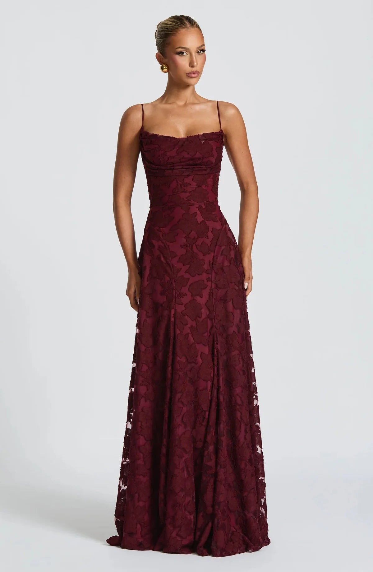 Women’s Floral Cowl Neck Evening Gown