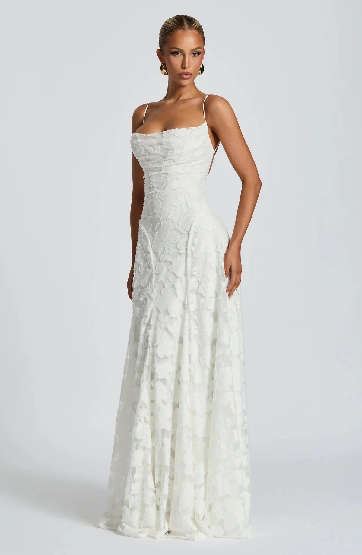 Women’s Floral Cowl Neck Evening Gown