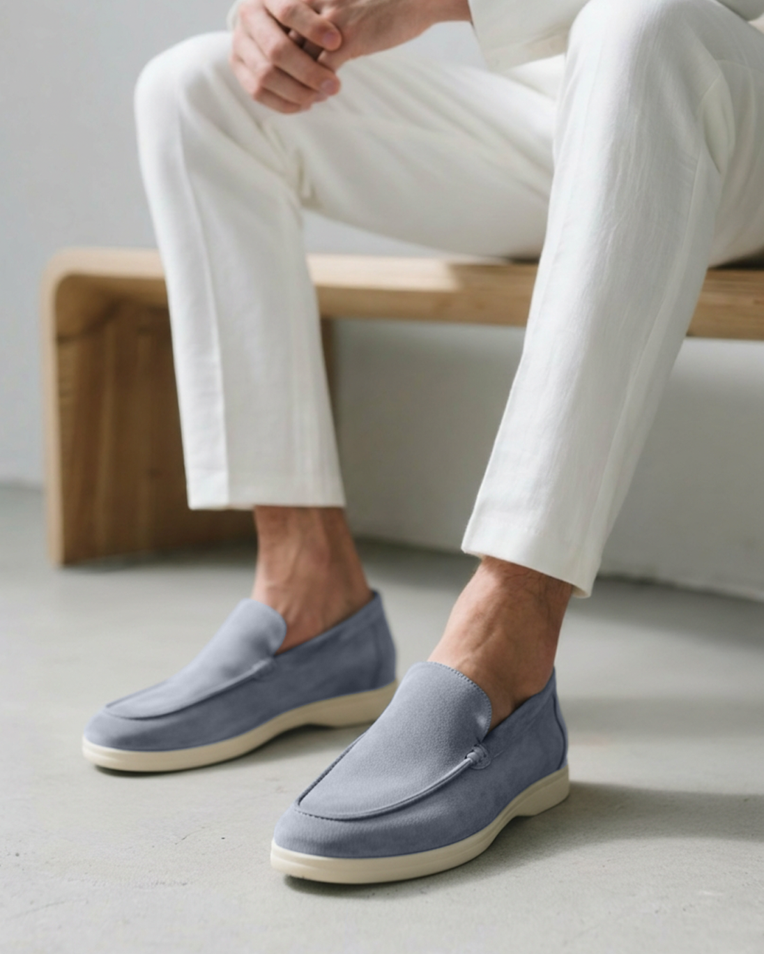 Men's Suede Loafers Slip-On Contrast Sole