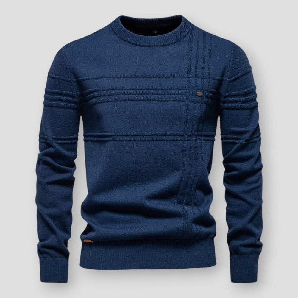 Men's crew neck jumper with long sleeves and tonal stitched detailing