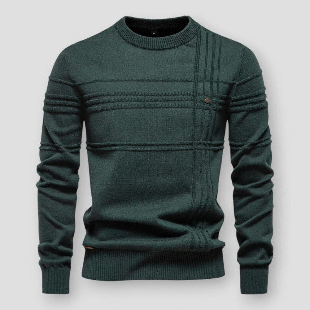 Men's crew neck jumper with long sleeves and tonal stitched detailing