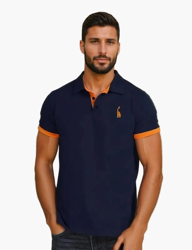 Men's modern fit polo shirt with contrast collar and sleeve trims