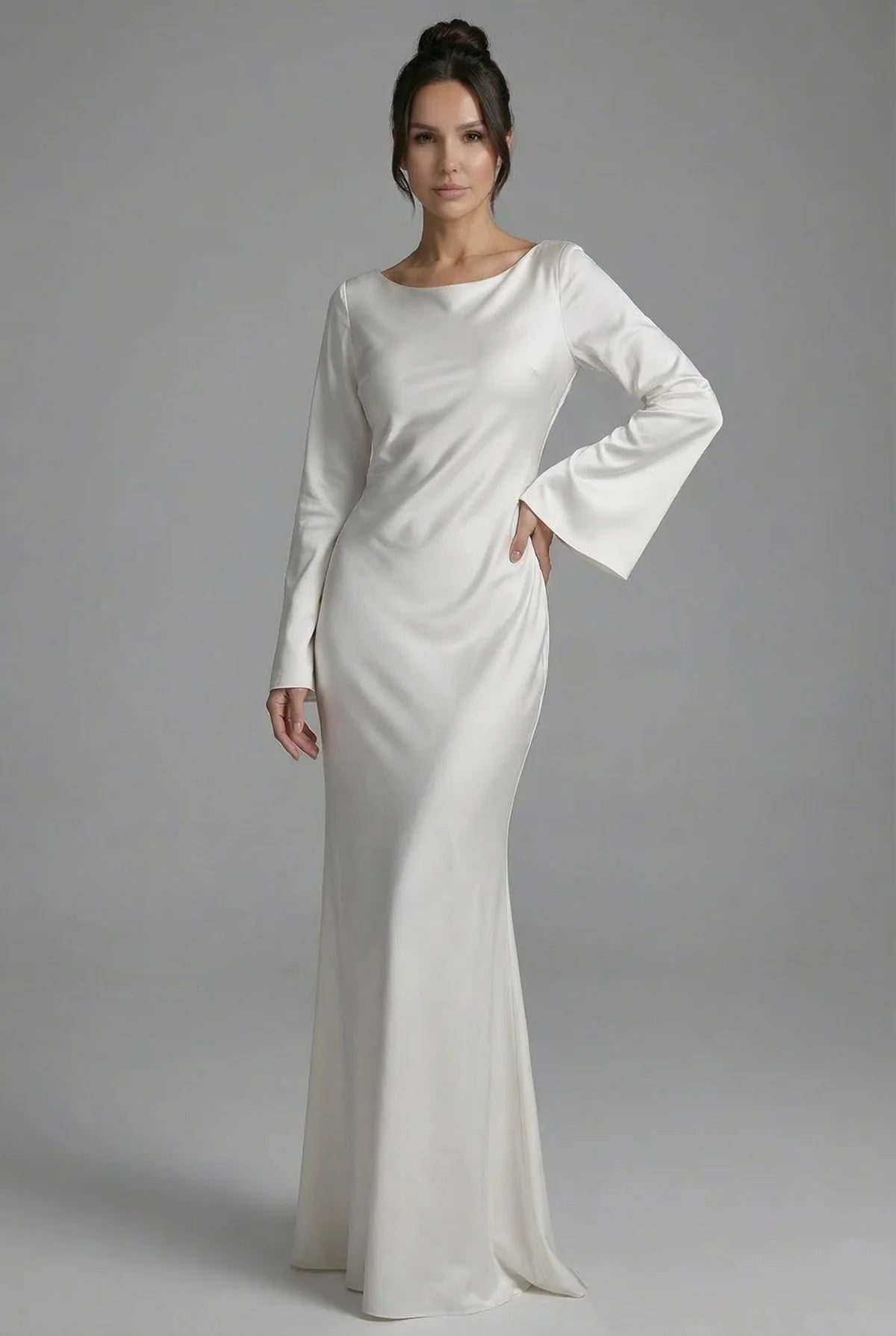 Women’s Boat Neck Bell Sleeve Maxi Dress