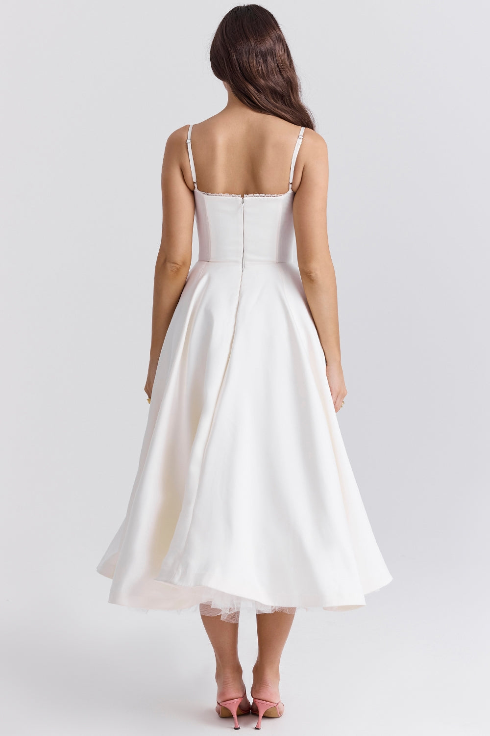 Women's Strapless Midi Dress Flared Fit