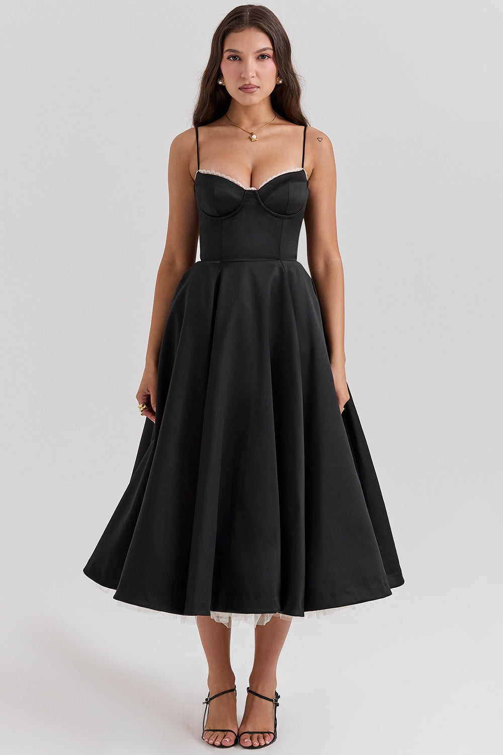 Women's Strapless Midi Dress Flared Fit