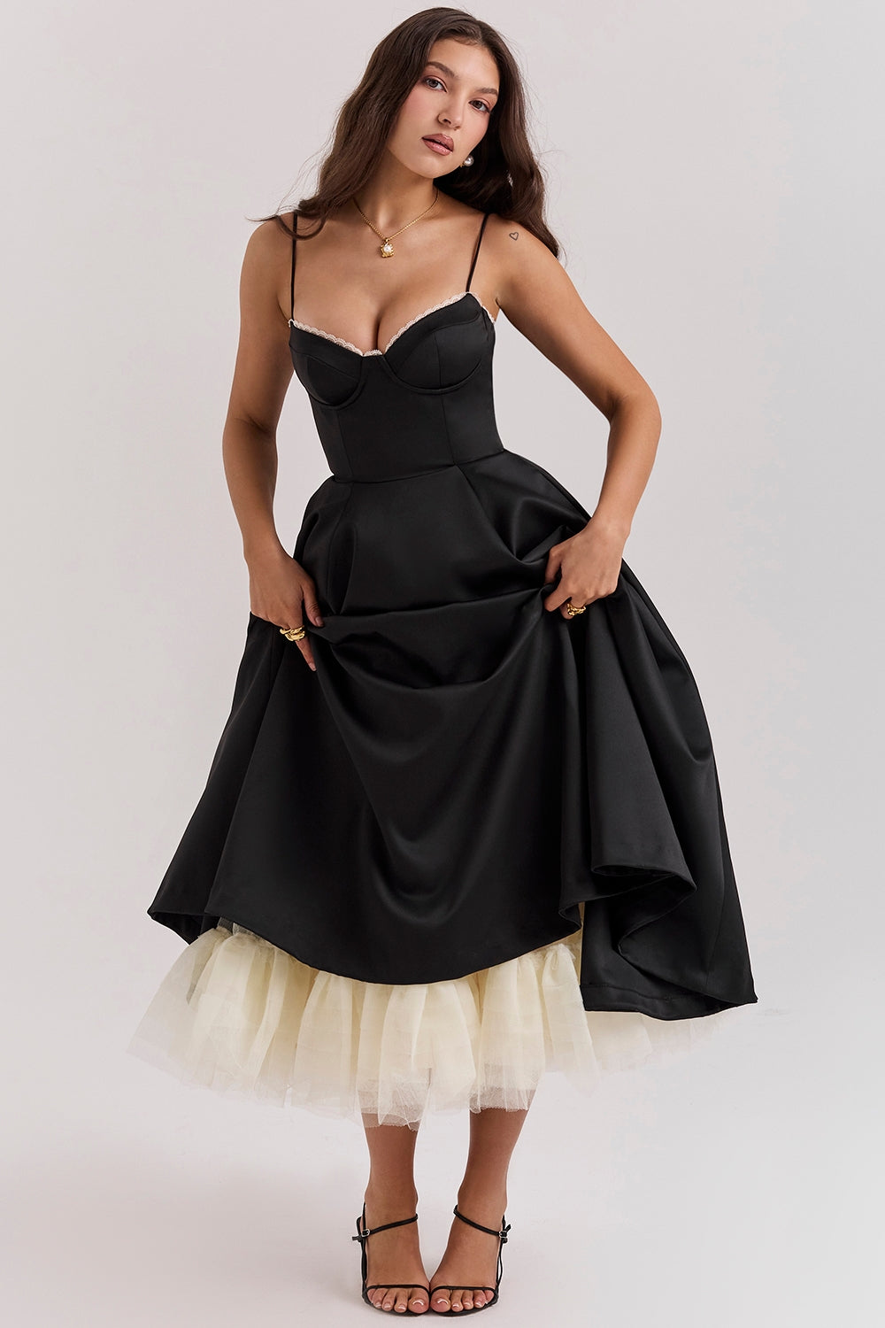 Women's Strapless Midi Dress Flared Fit