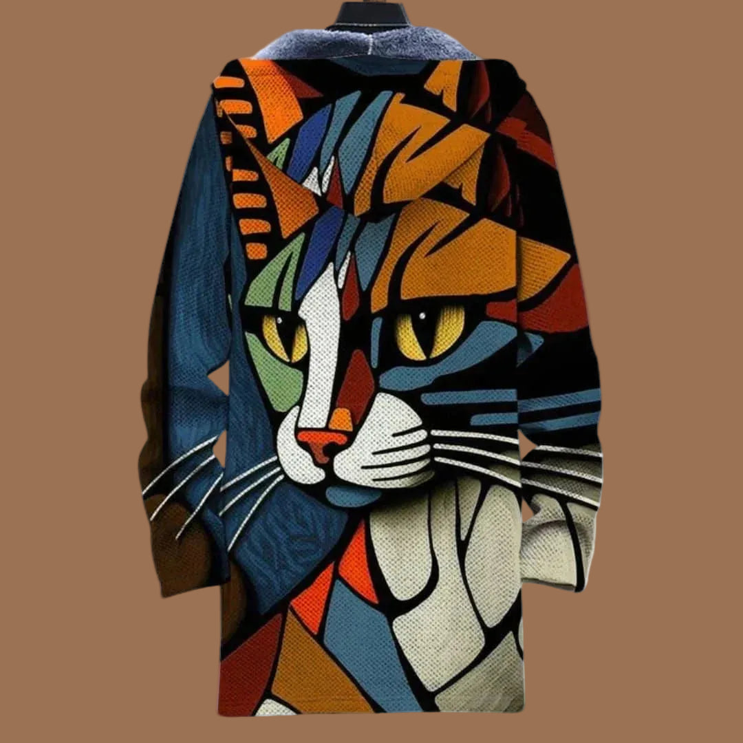 Men's abstract multicoloured hooded zip-up jacket with long sleeves