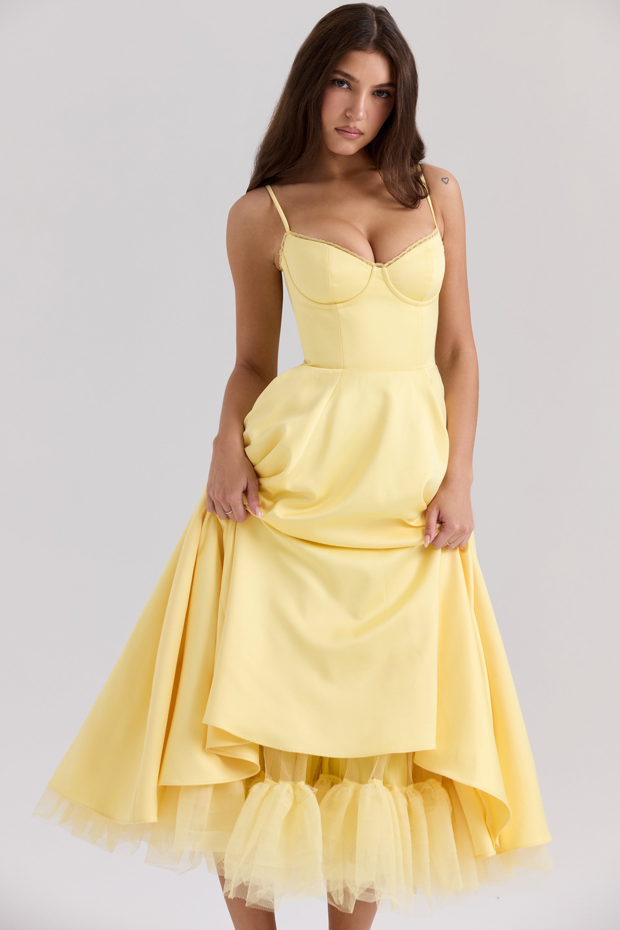 Women's Strapless Midi Dress Flared Fit