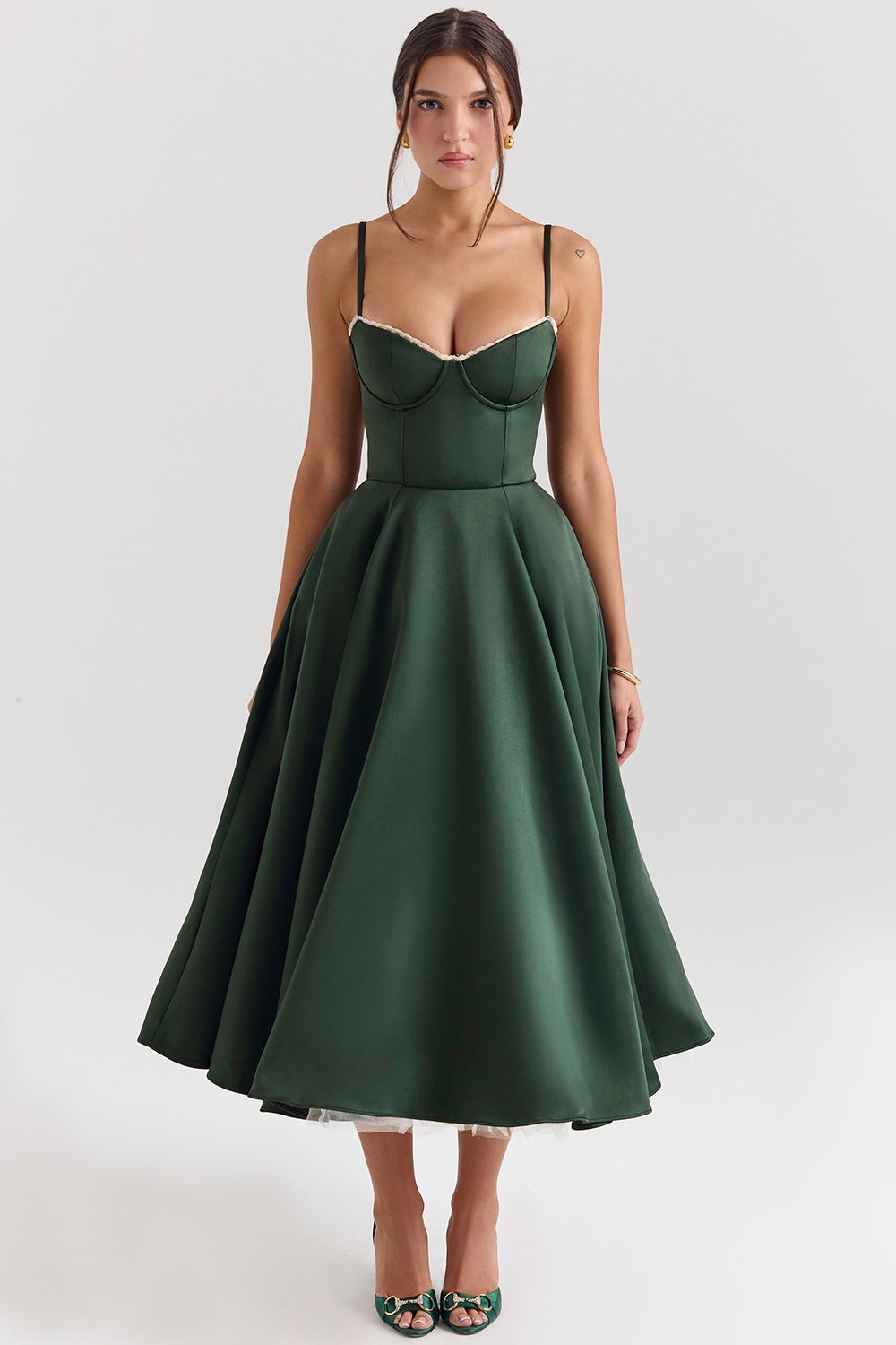Women's Strapless Midi Dress Flared Fit