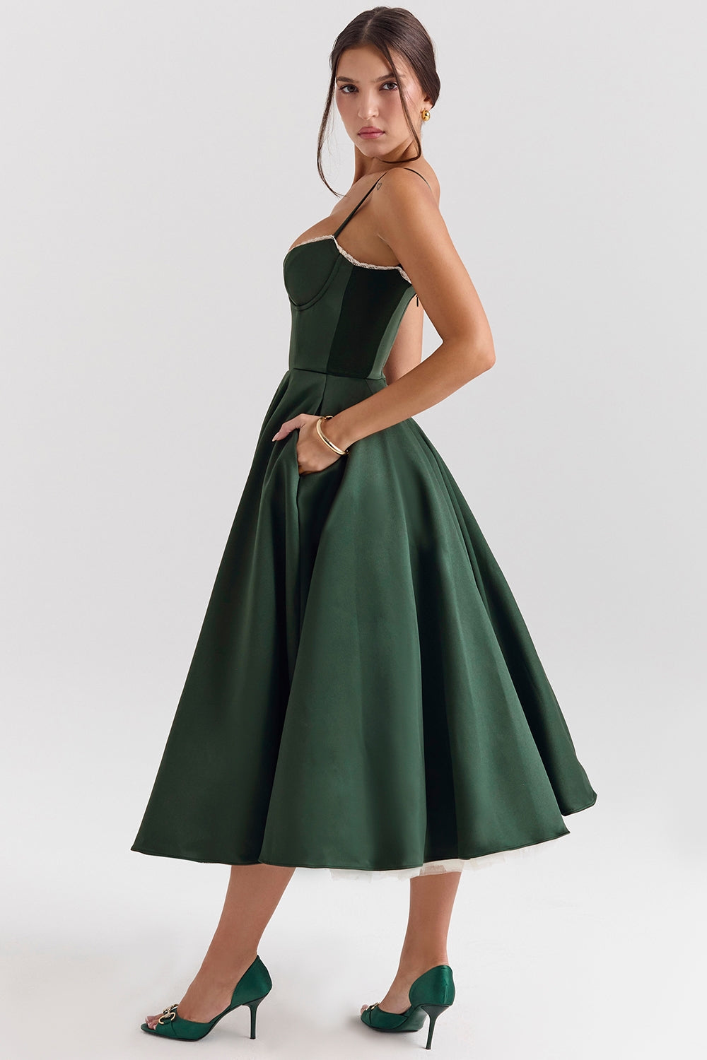 Women's Strapless Midi Dress Flared Fit
