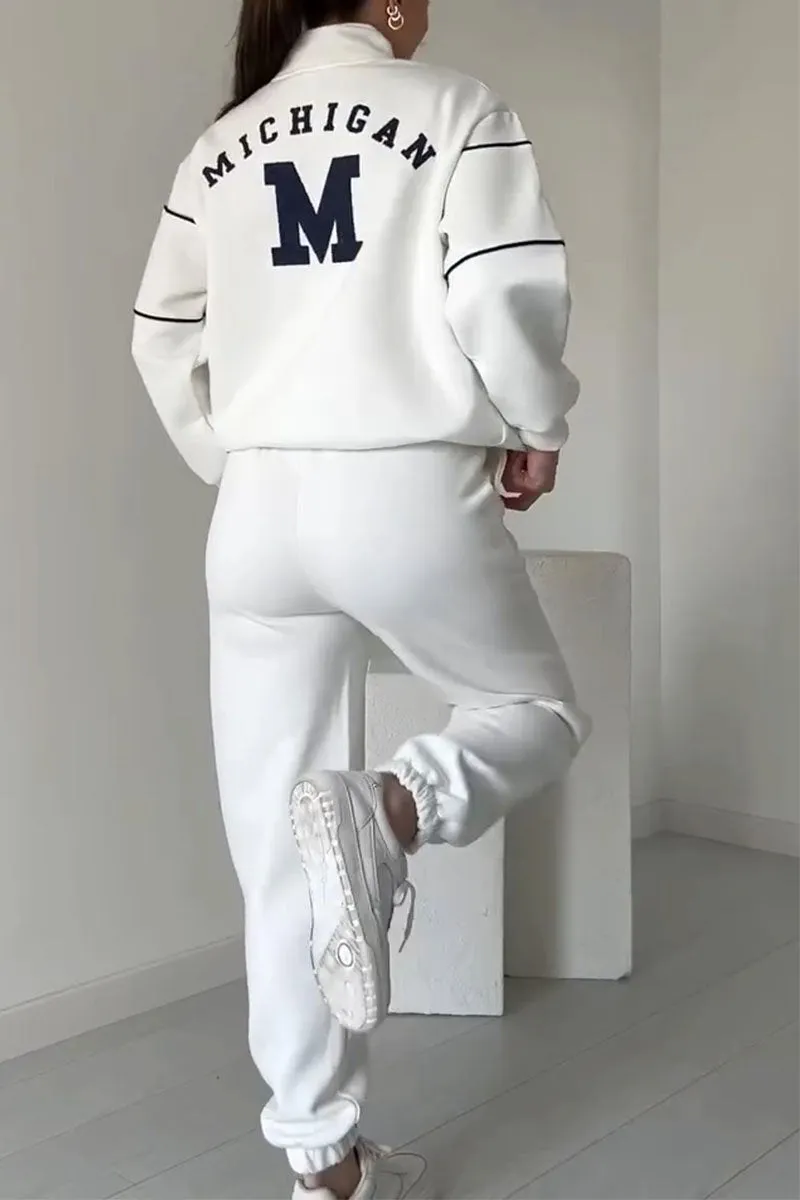 Women's Oversized Tracksuit Set Half Zip High Neck Casual Fit