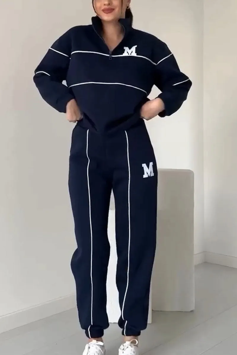 Women's Oversized Tracksuit Set Half Zip High Neck Casual Fit