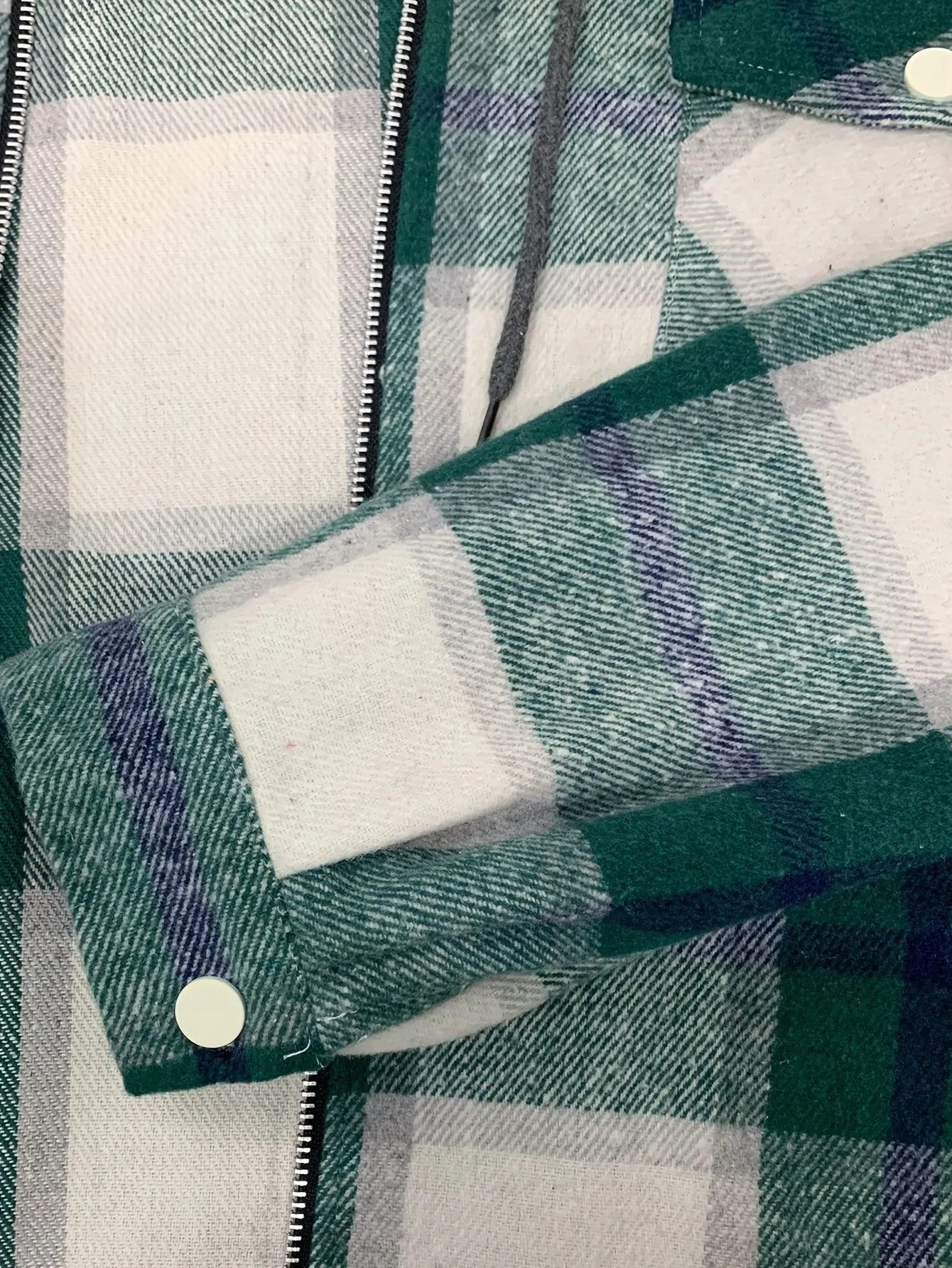 Men's Hooded Jacket Plaid Flannel Zip-Up