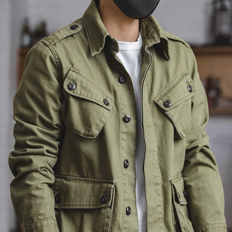 Men's Jacket Military Cotton Four-Pocket
