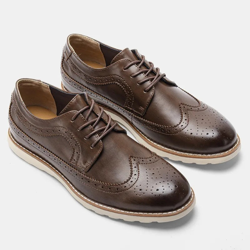 Men's Brogue Oxford Shoes Wingtip Lace-Up - Brown