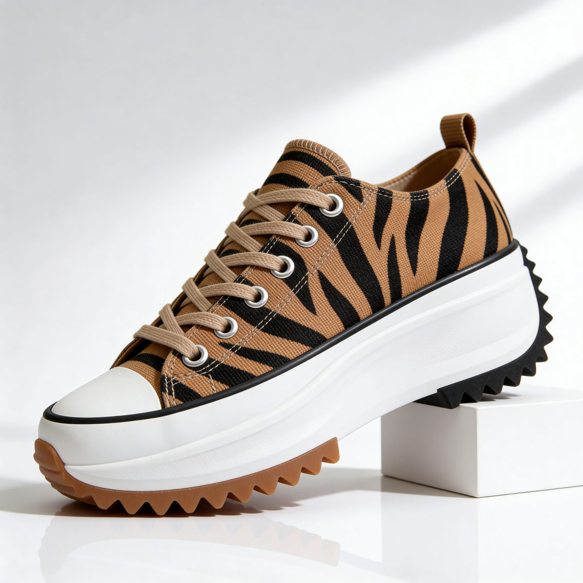 Women's platform trainers with lace-up front and chunky ridged sole