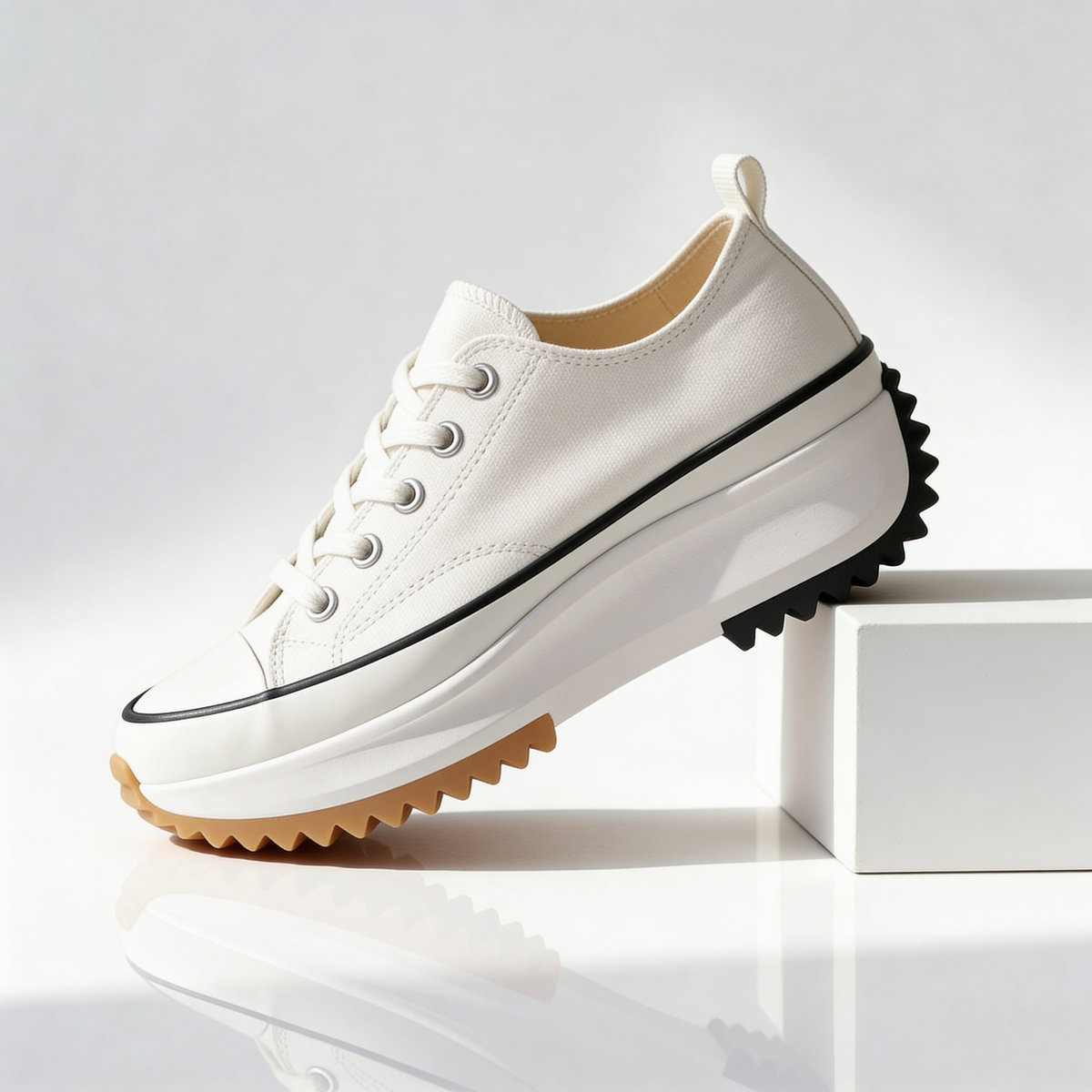 Women's platform trainers with lace-up front and chunky ridged sole